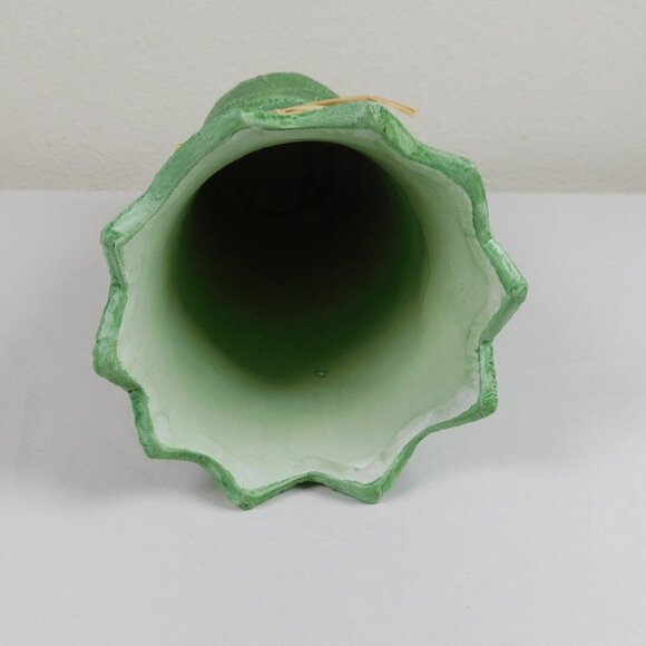 Green Leaves Design Embossed Display Centerpiece Flower Vase Bouquet 11" X 6" - Picture 5 of 8